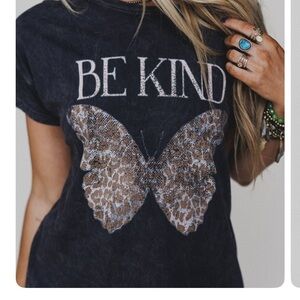 Black 'Be Kind' Butterfly Graphic Tee